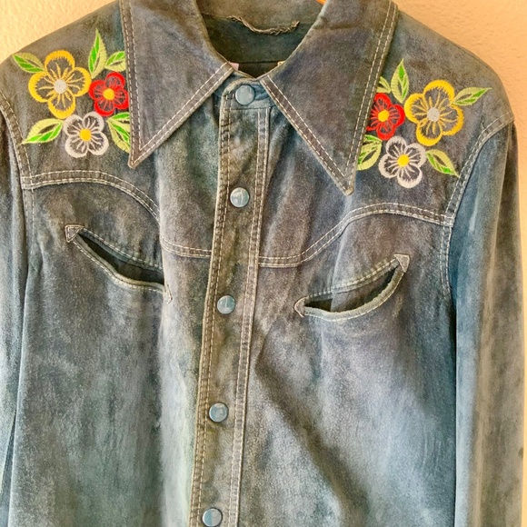 RARE VINTAGE LEATHER! Pioneer Wear Vintage Suede Jacket Embroidered Size LG - Picture 16 of 16
